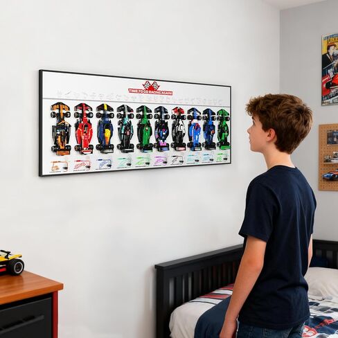 Display Wallboard for Lego F1 Speed Champions 66802 - Wall Mount Frame for 10 Race Cars 77242-77251, Transform Model into Wall Art - Great Gift for Fans & Collectors (White, No Model Included) in Kuwait