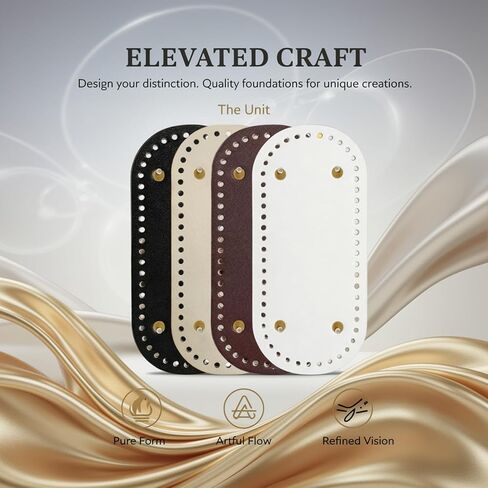 14 Pcs DIY Purse Making Kit, Includes 4 PU Leather Bag Bottoms (8.66 x 3.94 in), 8 Purse Handles, and 2 Crochet Hooks (5.9 in), Suitable for Crochet Bags and Tote Bag Projects in Saudi Arabia