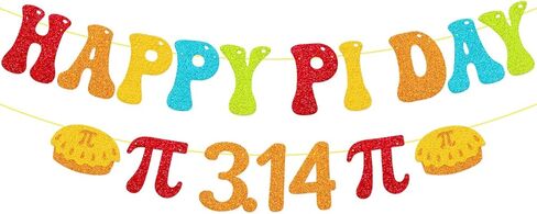 Happy Pi Day Banner - Sparkling Glitter Pi Day Party Decorations, Pre-Strung Math Garland with Pi Symbols for STEM Party & Classroom, 42" Adjustable Length in Kuwait