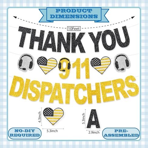 Thank You 911 Dispatchers Banner - NO DIY Dispatchers Week Decorations 911 Dispatcher Appreciation Party Supplies Telecommunicator Week Gifts in Kuwait