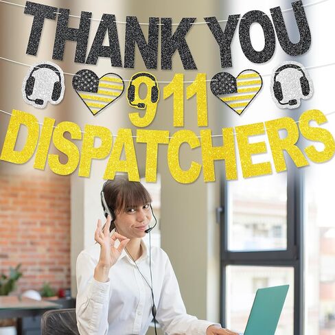 Thank You 911 Dispatchers Banner - NO DIY Dispatchers Week Decorations 911 Dispatcher Appreciation Party Supplies Telecommunicator Week Gifts in Kuwait