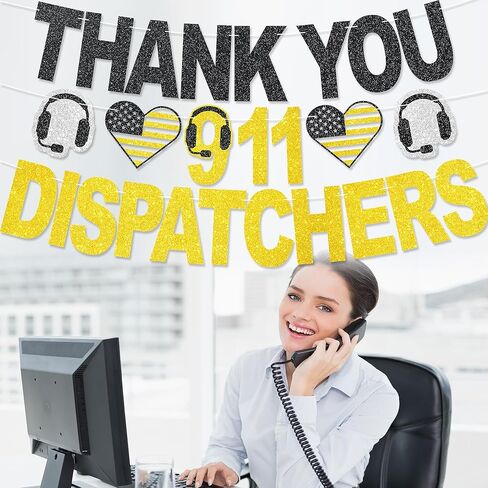 Thank You 911 Dispatchers Banner - NO DIY Dispatchers Week Decorations 911 Dispatcher Appreciation Party Supplies Telecommunicator Week Gifts in Kuwait