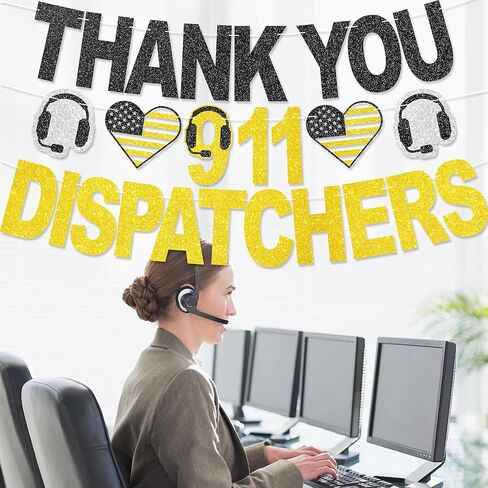 Thank You 911 Dispatchers Banner - NO DIY Dispatchers Week Decorations 911 Dispatcher Appreciation Party Supplies Telecommunicator Week Gifts in Kuwait