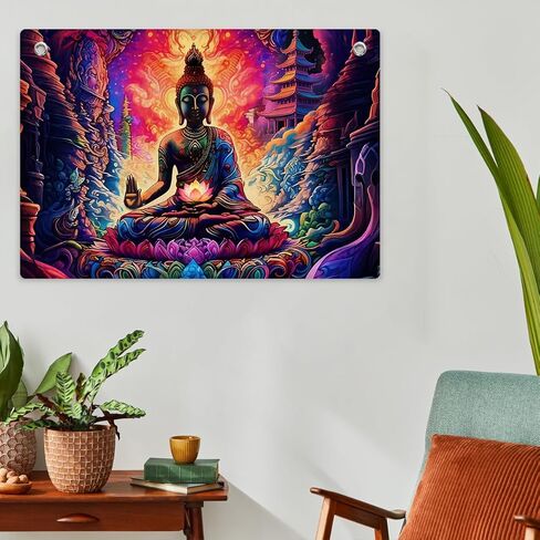 Psychedelic Buddha Art Tapestry Banner Flag 28.5×20 Inch - Trippy Spiritual Wall Hanging Decor for Bedroom Living Room Meditation Space,Perfect Gifts for Psychedelic Art Fans Boho Aesthetic Lovers in Saudi Arabia