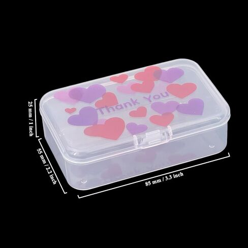 Goodma 12 Pieces Thank You Image Pattern Rectangular Plastic Boxes Empty Storage Organizer Containers with Hinged Lids for Small Items and Other Craft Projects, 3.3 x 2.2 x 1 inch (Transparent) in Saudi Arabia