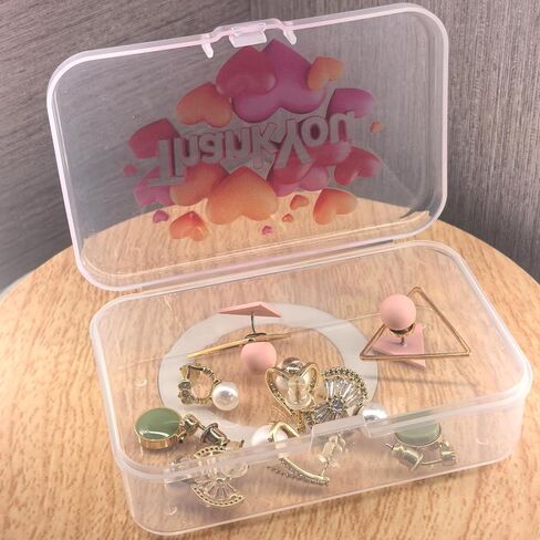 Goodma 12 Pieces Thank You Image Pattern Rectangular Plastic Boxes Empty Storage Organizer Containers with Hinged Lids for Small Items and Other Craft Projects, 3.3 x 2.2 x 1 inch (Transparent) in Saudi Arabia