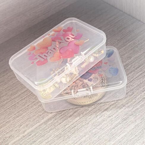 Goodma 12 Pieces Thank You Image Pattern Rectangular Plastic Boxes Empty Storage Organizer Containers with Hinged Lids for Small Items and Other Craft Projects, 3.3 x 2.2 x 1 inch (Transparent) in Saudi Arabia