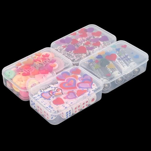 Goodma 12 Pieces Thank You Image Pattern Rectangular Plastic Boxes Empty Storage Organizer Containers with Hinged Lids for Small Items and Other Craft Projects, 3.3 x 2.2 x 1 inch (Transparent) in Saudi Arabia