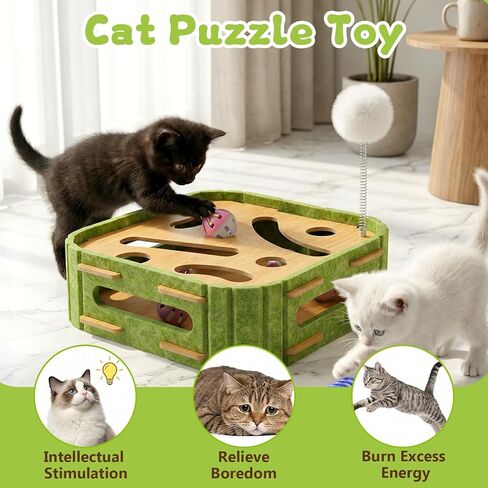 15 Pcs Cat Scratch Puzzle Box, Cat Nail File Enrichment Toy Intelligence Treat Puzzle Feeder Box for Indoor Kitten in Kuwait