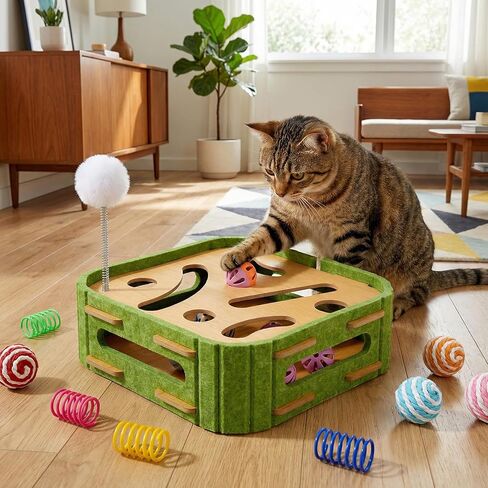 15 Pcs Cat Scratch Puzzle Box, Cat Nail File Enrichment Toy Intelligence Treat Puzzle Feeder Box for Indoor Kitten in Kuwait