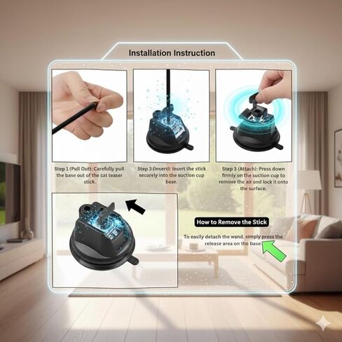 SHAZORY Interactive Bird Simulation Cat Toy Set, Interactive Cat Toys for Indoor Cats, Cat Feather Toy, Self-Holding Suction Base, 2 Feather Replacements with Bells, Realistic Bird Impression in Saudi Arabia