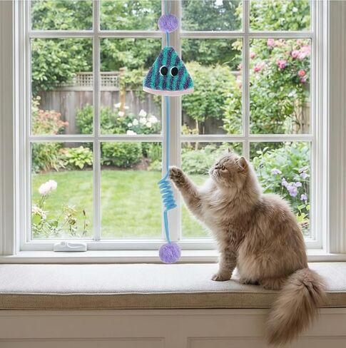 Spring Parachute Cat Toys for Indoor Cats,Interactive Door Hanging Cat Toys for Bored Indoor Adult Cats,Retractable Teaser Toy,Hanging Interactive Toys for Cat Kitten Chase Exercise (Style A-2PCS) in Saudi Arabia