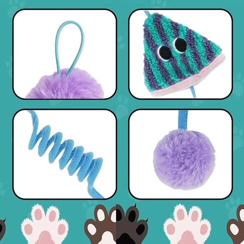 Spring Parachute Cat Toys for Indoor Cats,Interactive Door Hanging Cat Toys for Bored Indoor Adult Cats,Retractable Teaser Toy,Hanging Interactive Toys for Cat Kitten Chase Exercise (Style A-2PCS) in Saudi Arabia