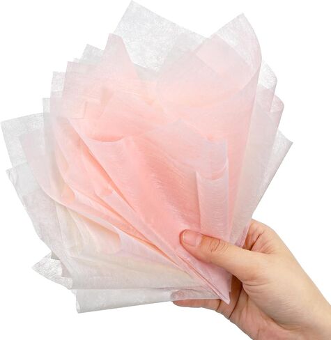 70 Sheets Flower Wrapping Paper, Cotton Wrapping Flower Paper Withdrawable Pleated Bouquet Wrap, 11"x 11" Waterproof Non-Woven Fabric for Fresh Flowers Gift Packaging Florist Supplies (Beige, Pink) in Saudi Arabia