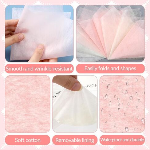 70 Sheets Flower Wrapping Paper, Cotton Wrapping Flower Paper Withdrawable Pleated Bouquet Wrap, 11"x 11" Waterproof Non-Woven Fabric for Fresh Flowers Gift Packaging Florist Supplies (Beige, Pink) in Saudi Arabia