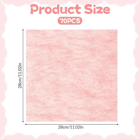 70 Sheets Flower Wrapping Paper, Cotton Wrapping Flower Paper Withdrawable Pleated Bouquet Wrap, 11"x 11" Waterproof Non-Woven Fabric for Fresh Flowers Gift Packaging Florist Supplies (Beige, Pink) in Saudi Arabia