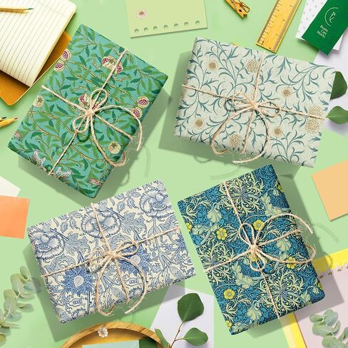12 Sheets William Morris Wrapping Paper William Morris Gift Wrap Paper Greenery Floral Vines Gift Wrapping Papers Floral Greenery Art Papers for DIY Crafts Birthday Gift Packing Favors, 20x27 Inch in Saudi Arabia