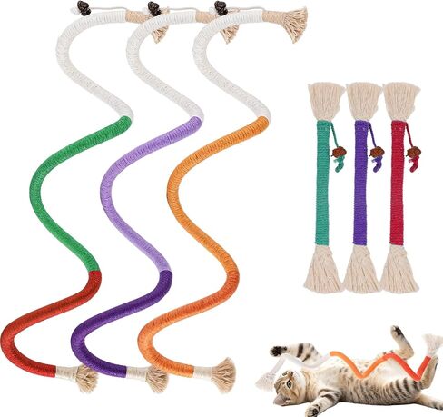 6Pcs Cat Chew Rope Toy Pet Chew Toys Interactive Cat Nip Kicker Toy Bent Cats Rope Toys Bite-Proof Playthings Kitten ChewRopes Pet Supplies for All Breeds Cats Teeth Cleaning Stress Relief in Saudi Arabia