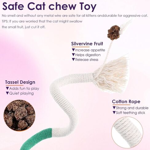 6Pcs Cat Chew Rope Toy Pet Chew Toys Interactive Cat Nip Kicker Toy Bent Cats Rope Toys Bite-Proof Playthings Kitten ChewRopes Pet Supplies for All Breeds Cats Teeth Cleaning Stress Relief in Saudi Arabia