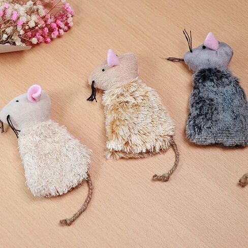 Ciieeo 3pcs Refillable Catnip Cat Toys for Indoor Cats & Kittens Plush Interactive Teething Chew Toy Mouse Shaped Catnip Pillow Assorted Colors in Saudi Arabia