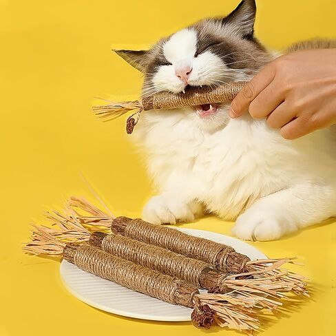 Natural Sisal Cat Teething Toy, Interactive Indoor Kitten Chew Stick with Silvervine, Dental Care Rope Wrapped Design for Aggressive Chewers, 1 Pack in Saudi Arabia