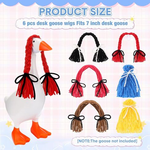 6 Pcs Mini Desk Goose Wigs Hand Knitted Goose Outfits 7'' Desk Geese Braid Accessories Wig Crochet Hook Wig for Xmas Gift 7 Inch Geese Figurine Desktop Home Decoration in Saudi Arabia