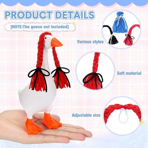 6 Pcs Mini Desk Goose Wigs Hand Knitted Goose Outfits 7'' Desk Geese Braid Accessories Wig Crochet Hook Wig for Xmas Gift 7 Inch Geese Figurine Desktop Home Decoration in Saudi Arabia