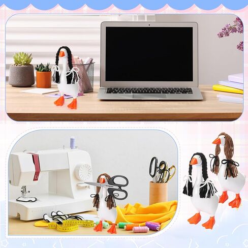 6 Pcs Mini Desk Goose Wigs Hand Knitted Goose Outfits 7'' Desk Geese Braid Accessories Wig Crochet Hook Wig for Xmas Gift 7 Inch Geese Figurine Desktop Home Decoration in Saudi Arabia