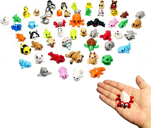 54 PCS 3D Printed Articulated Animal Figurines Set for Office Desk Cute Jointed Animal Desk Decor, Posable Mini Animal Figures for Workspace Display, Handheld Stress Relief Desk Accessories in Saudi Arabia
