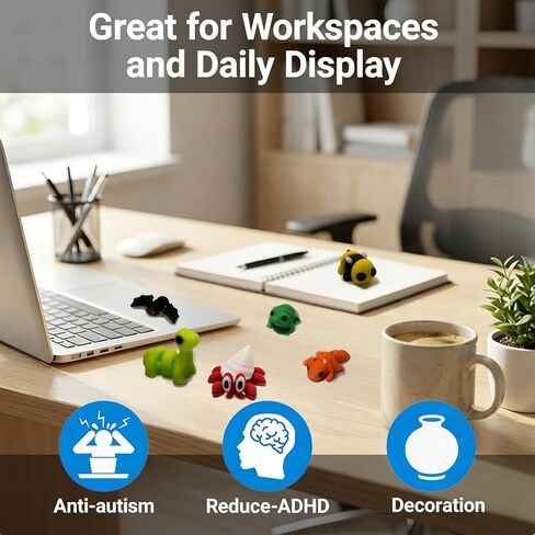 54 PCS 3D Printed Articulated Animal Figurines Set for Office Desk Cute Jointed Animal Desk Decor, Posable Mini Animal Figures for Workspace Display, Handheld Stress Relief Desk Accessories in Saudi Arabia