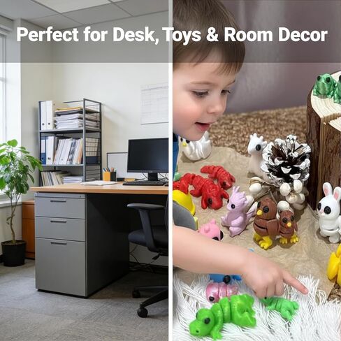 54 PCS 3D Printed Articulated Animal Figurines Set for Office Desk Cute Jointed Animal Desk Decor, Posable Mini Animal Figures for Workspace Display, Handheld Stress Relief Desk Accessories in Saudi Arabia