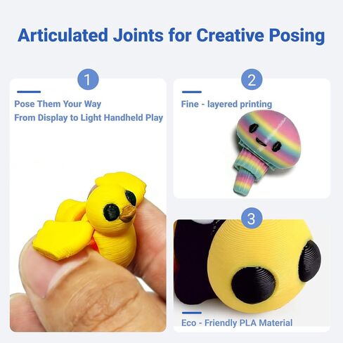 54 PCS 3D Printed Articulated Animal Figurines Set for Office Desk Cute Jointed Animal Desk Decor, Posable Mini Animal Figures for Workspace Display, Handheld Stress Relief Desk Accessories in Saudi Arabia