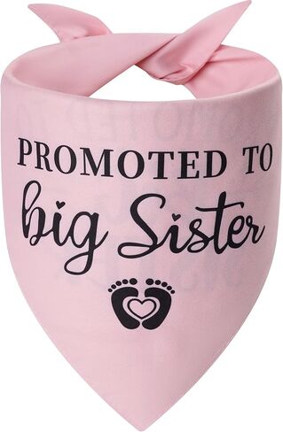 تمت ترقيته إلى Big Sister Dog Bandana Large قطعة واحدة، وشاح وردي مثلث قابل للتعديل، إعلان الحمل، مولود جديد للعائلة. in Kuwait