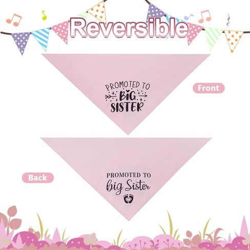 تمت ترقيته إلى Big Sister Dog Bandana Large قطعة واحدة، وشاح وردي مثلث قابل للتعديل، إعلان الحمل، مولود جديد للعائلة. in Kuwait