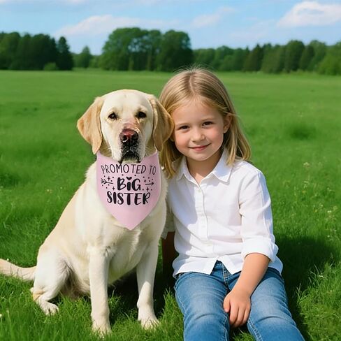 تمت ترقيته إلى Big Sister Dog Bandana Large قطعة واحدة، وشاح وردي مثلث قابل للتعديل، إعلان الحمل، مولود جديد للعائلة. in Kuwait