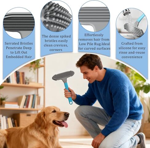 Pet Hair Removal Tool and Pet Hair Remover with 3 in 1 Silicone, Cat Dog Hair and lint Fur Remover for Carpet Couch Cat Tree Bed Furniture and Car Interior, Reusable and Portable,2 Pack in Saudi Arabia