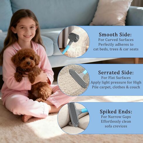 Pet Hair Removal Tool and Pet Hair Remover with 3 in 1 Silicone, Cat Dog Hair and lint Fur Remover for Carpet Couch Cat Tree Bed Furniture and Car Interior, Reusable and Portable,2 Pack in Saudi Arabia