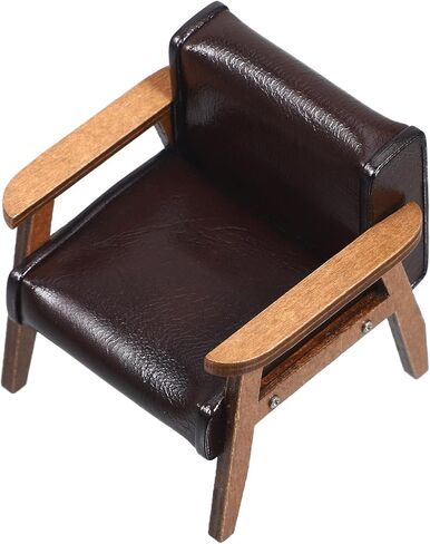 Toyvian Miniature Dollhouse Chair 1:12 Dollhouse Vintage Sofa Armchair Mini Faux Leather Loveseat Bench Chair Couch for Mini House Living Room Bedroom Decoration 7cm in Saudi Arabia