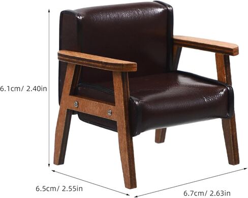 Toyvian Miniature Dollhouse Chair 1:12 Dollhouse Vintage Sofa Armchair Mini Faux Leather Loveseat Bench Chair Couch for Mini House Living Room Bedroom Decoration 7cm in Saudi Arabia