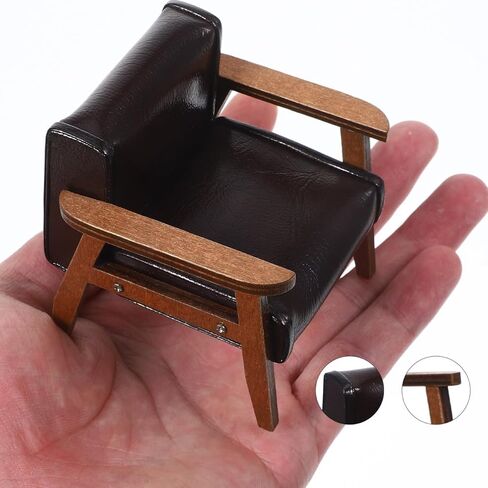 Toyvian Miniature Dollhouse Chair 1:12 Dollhouse Vintage Sofa Armchair Mini Faux Leather Loveseat Bench Chair Couch for Mini House Living Room Bedroom Decoration 7cm in Saudi Arabia