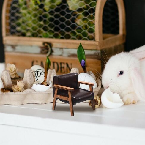 Toyvian Miniature Dollhouse Chair 1:12 Dollhouse Vintage Sofa Armchair Mini Faux Leather Loveseat Bench Chair Couch for Mini House Living Room Bedroom Decoration 7cm in Saudi Arabia