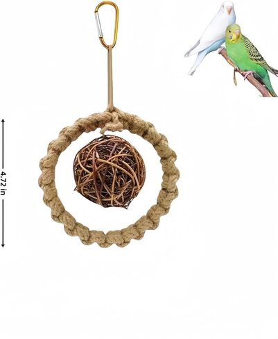 DEYUSHI 3 Pack Natural Straw Rope Hanging Bird Toys Bird Chew Shred Foraging Toys Parakeet Toys Parrot Toys Conure Cockatiel Budgie Lovebird Bird Cage Accessories in Saudi Arabia