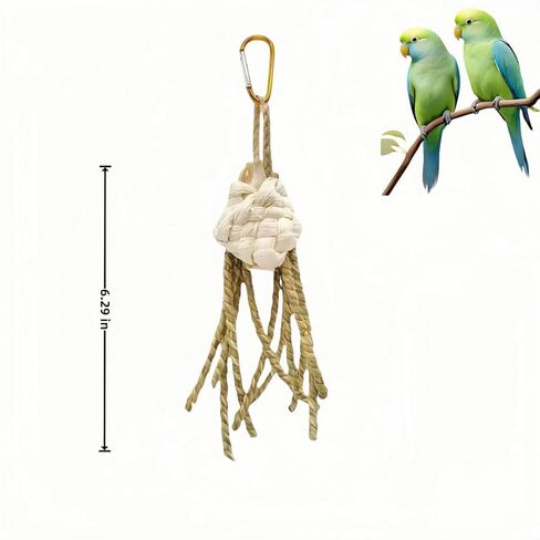 DEYUSHI 3 Pack Natural Straw Rope Hanging Bird Toys Bird Chew Shred Foraging Toys Parakeet Toys Parrot Toys Conure Cockatiel Budgie Lovebird Bird Cage Accessories in Saudi Arabia