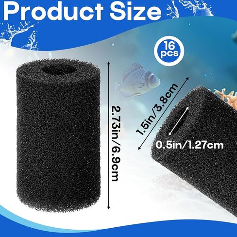 16 قطعة من إسفنجة الفلتر المسبق متوافقة مع فلتر الطاقة AC20 AC30 AC50، استبدال إسفنجة مصفاة السحب، تناسب أحواض المياه العذبة والمياه المالحة in Kuwait