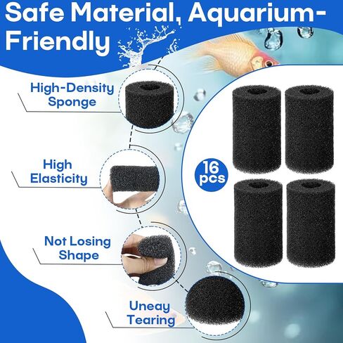 16 قطعة من إسفنجة الفلتر المسبق متوافقة مع فلتر الطاقة AC20 AC30 AC50، استبدال إسفنجة مصفاة السحب، تناسب أحواض المياه العذبة والمياه المالحة in Kuwait
