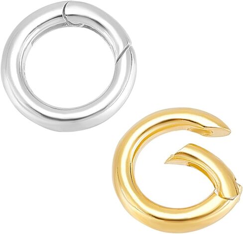 AHANDMAKER 2 Pcs 2 Colors 925 Sterling Silver Spring Gate Rings, 12mm Round Necklace Shortener Extender Clasp, Silver Spring Gate Rings Connector, Toggle Clasp for Jewelry Making DIY Craft in Saudi Arabia