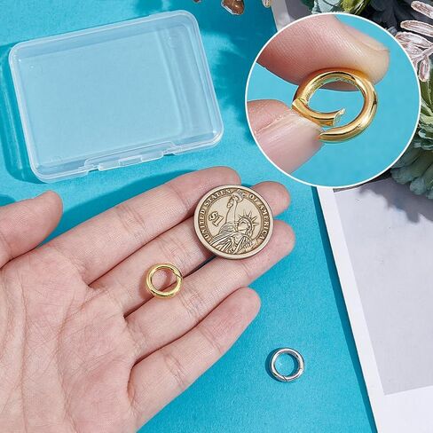 AHANDMAKER 2 Pcs 2 Colors 925 Sterling Silver Spring Gate Rings, 12mm Round Necklace Shortener Extender Clasp, Silver Spring Gate Rings Connector, Toggle Clasp for Jewelry Making DIY Craft in Saudi Arabia