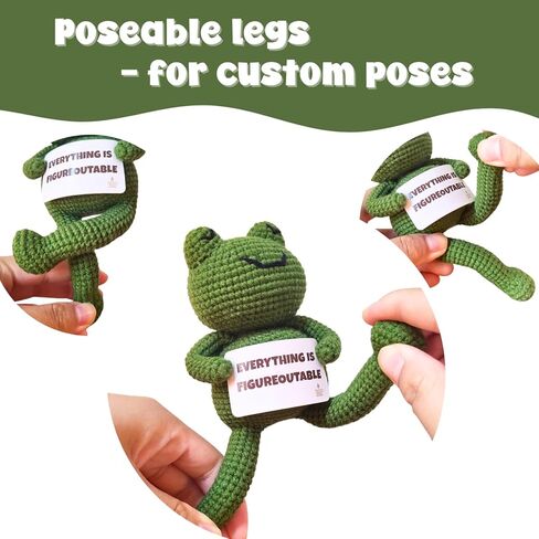 Everything is Figureoutable Frog Plush – Funny Inspirational Desk Decor, Crochet Frog with Card and Mini Chair, Relaxing Frog Toy Gift for Office or Therapy Space in Saudi Arabia