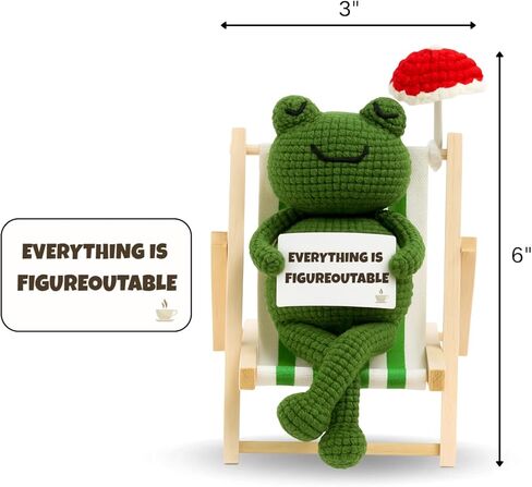 Everything is Figureoutable Frog Plush – Funny Inspirational Desk Decor, Crochet Frog with Card and Mini Chair, Relaxing Frog Toy Gift for Office or Therapy Space in Saudi Arabia