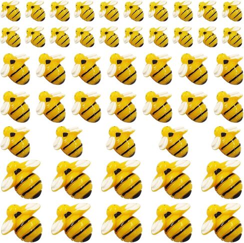 Zorfeter 50 Pcs Tiny Resin Bees, Plastic Bumble Bee Decor for DIY Wreath Embellishments, Small Bee Decorations for Birthday Table Decoration/Party Planners in Saudi Arabia